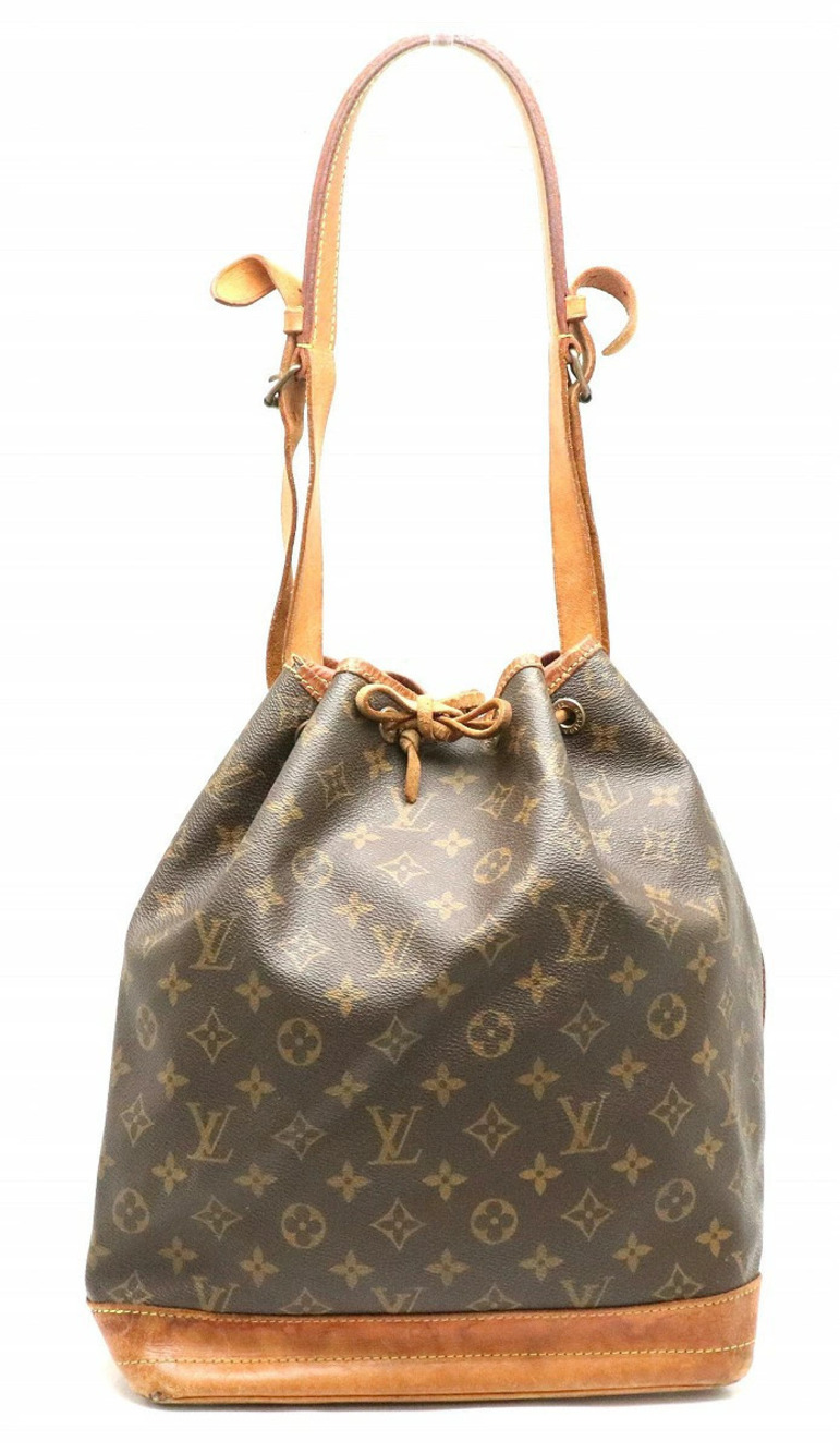 Louis Vuitton Monogram Noe Hobo Shoulder Bag Drawstring Canvas Leather Brown